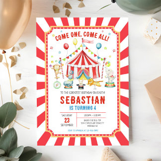 Cirkus Karneval Födelsedagsinbjudan Inbjudningar