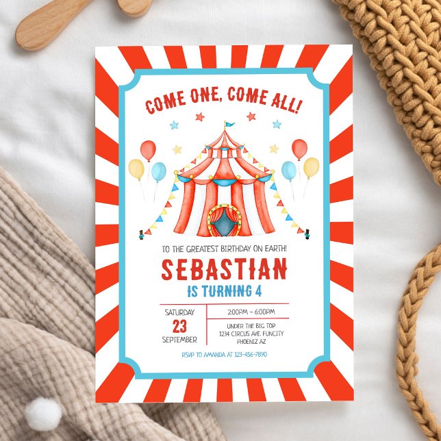 Cirkus Karneval Födelsedagsinbjudan Inbjudningar (Skapare uppladdad)