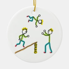 Cirkus Stickmen Akrobater Julgransprydnad Keramik