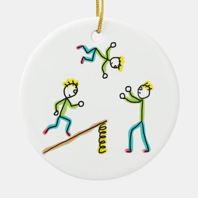 Cirkus Stickmen Akrobater Julgransprydnad Keramik (Framsidan)