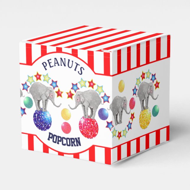 Cirkus tema elefant gourmet snacks fest presentaskar (Framsidan Sidan)