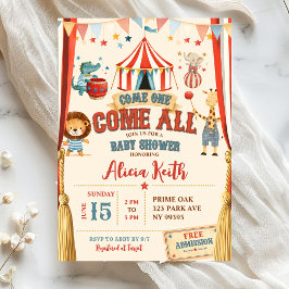 Cirkus tema Kom en Kom alla Baby Shower Inbjudningar