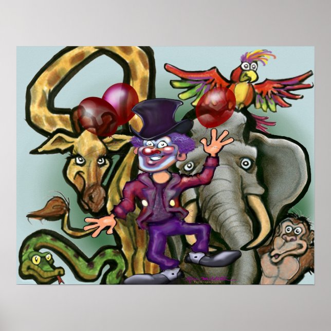 Cirkusclown och djur  poster (Framsidan)