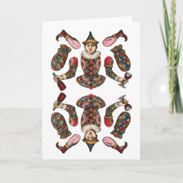 Cirkusclown-pojke ledad papper docka kort