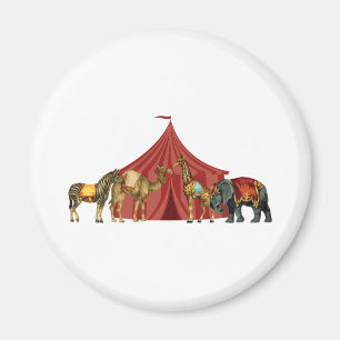 Cirkusdjur och tält magnet