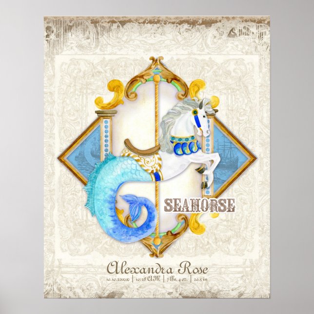 Cirkusdröm Karusell Sjöhäst Vintage Poster (Framsidan)