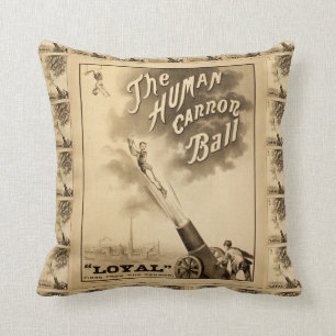 Cirkusen för vintage för människakanonboll ager kudde