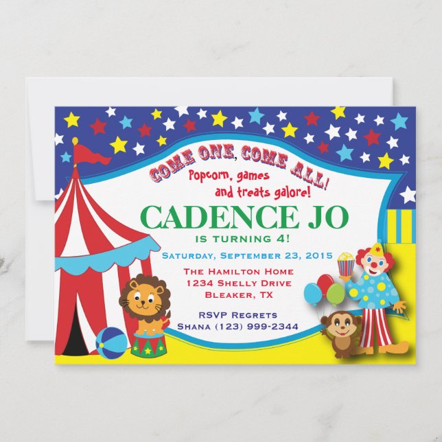 Cirkusinbjudan 2 inbjudningar (Framsida)