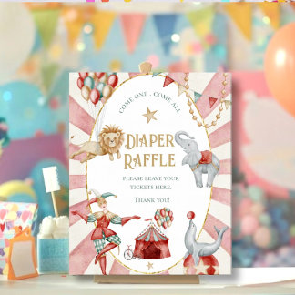 Cirkuskarneval Baby Shower Blöja Lotteri Skylt