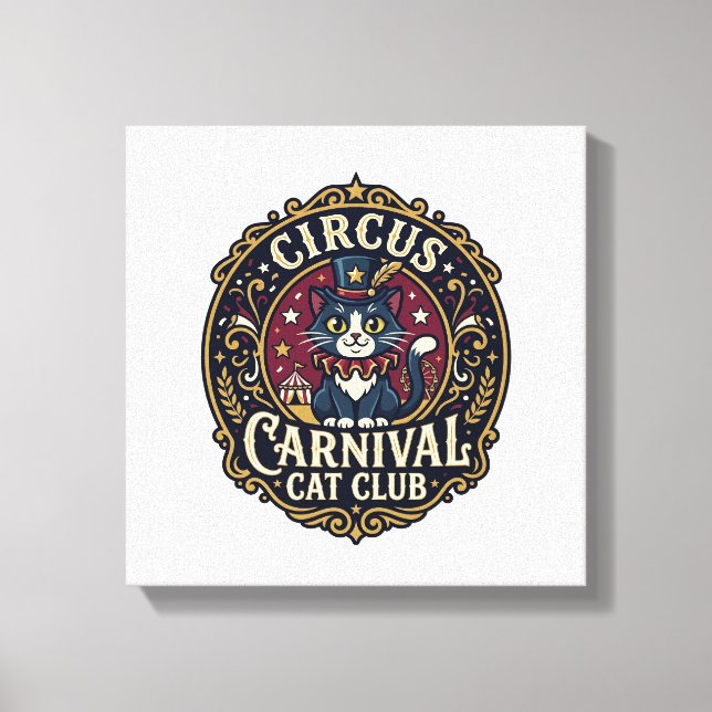 Cirkuskarneval Katt Katt Pappa Presentidé - Cirkus Canvastryck (Framsida)