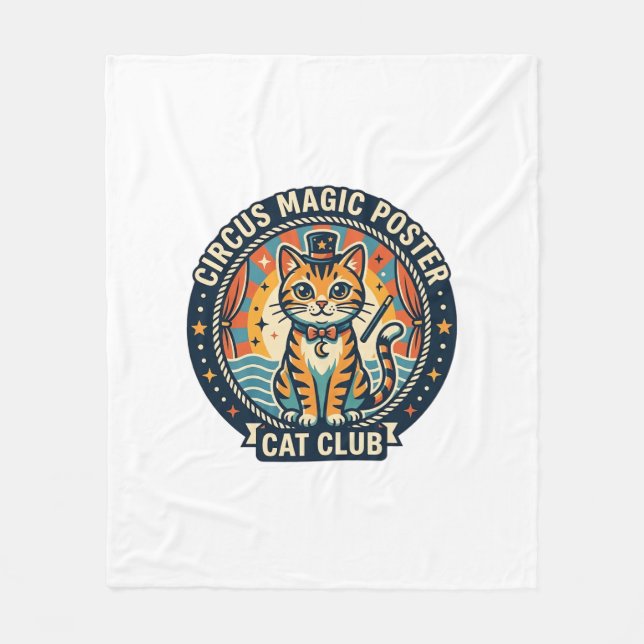 Cirkusmagisk Poster Katt Söt Kisse Design - Cirkus Fleecefilt (Framsidan)