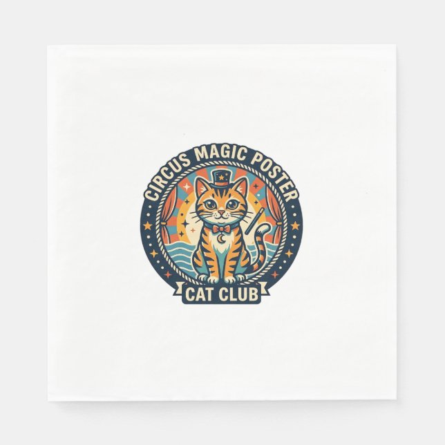 Cirkusmagisk Poster Katt Söt Kisse Design - Cirkus Pappersservett (Framsidan)