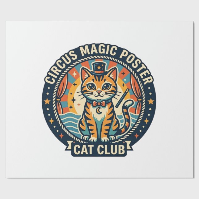 Cirkusmagisk Poster Katt Söt Kisse Design - Cirkus Presentpapper (Platt)