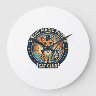 Cirkusmagisk Poster Katt Söt Kisse Design - Cirkus Stor Klocka