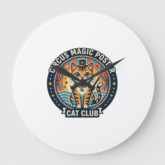Cirkusmagisk Poster Katt Söt Kisse Design - Cirkus Stor Klocka (Framsida)