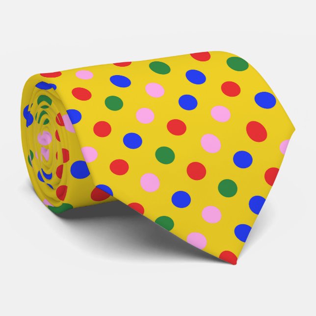 Cirkuspartajts_clown gul med färgglada prickar xs slips (Rullad)
