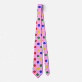 Cirkuspartajts_clownrosa med färgglada prickar slips
