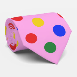 Cirkuspartajts_clownrosa med färgglada prickar slips