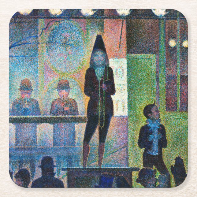 Cirkusssidoshow, Seurat Underlägg Papper Kvadrat (Framsidan)