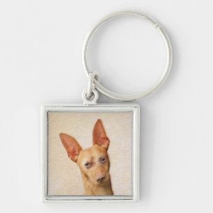 Cirneco dell'Etna Painting - Cute Original Hund Ar Fyrkantig Silverfärgad Nyckelring