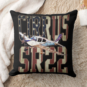 Cirrus SR22 Aircraft Vintage United Stater Flagga Kudde