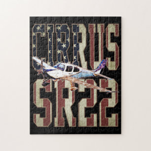 Cirrus SR22 Aircraft Vintage United Stater Flagga Pussel