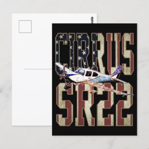 Cirrus SR22 Aircraft Vintage United Stater Flagga Vykort