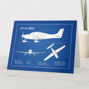 Cirrus SR22 - Flygplan Blueprint Teckning Plans AB Tack Kort