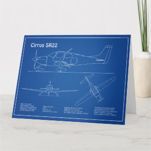 Cirrus SR22 - Flygplan Blueprint Teckning Plans AD Tack Kort