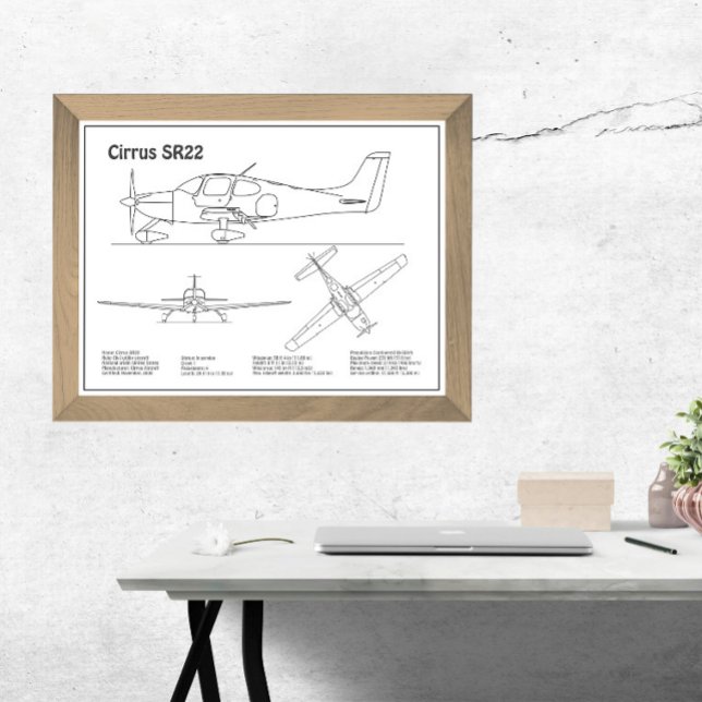 Cirrus SR22 - Flygplan Blueprint Teckning Plans BD Fototryck (Skapare uppladdad)