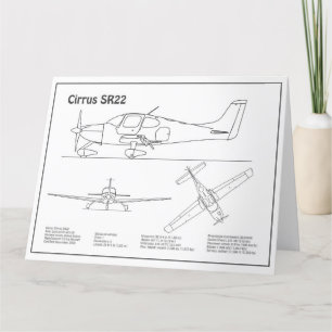 Cirrus SR22 - Flygplan Blueprint Teckning Plans BD Tack Kort