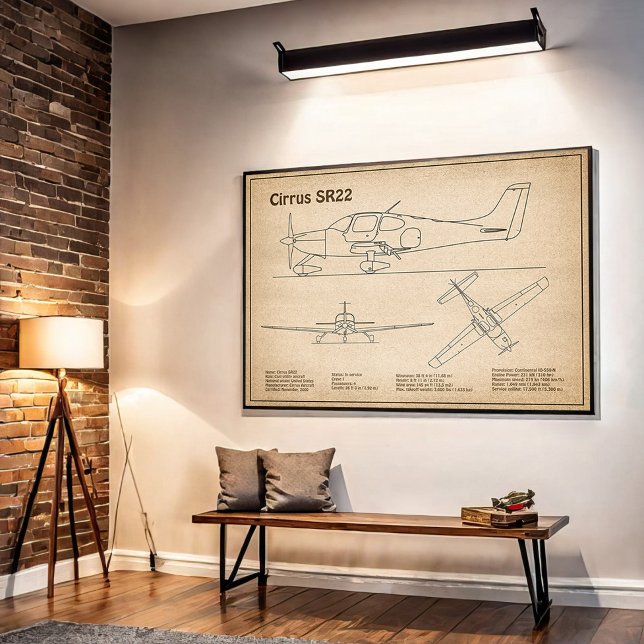 Cirrus SR22 - Flygplan Blueprint Teckning Plans SD Poster (Skapare uppladdad)