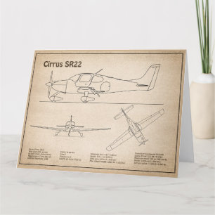 Cirrus SR22 - Flygplan Blueprint Teckning Plans SD Tack Kort