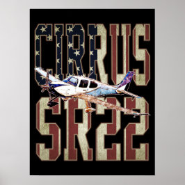 Cirrus SR22-flygplan Vintage amerikansk flagga Poster