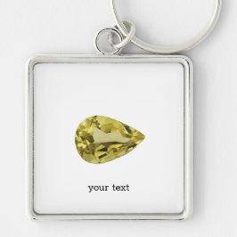 Cirtin-Gult Fyrkantig Silverfärgad Nyckelring