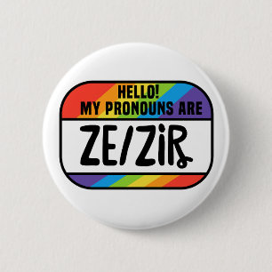 Cis Trans Nonbinary Namn bricka Pronouns Ze Zir Knapp