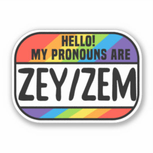 Cis Trans Nonbinary Namn bricka Pronouns Zey Zem Klistermärken