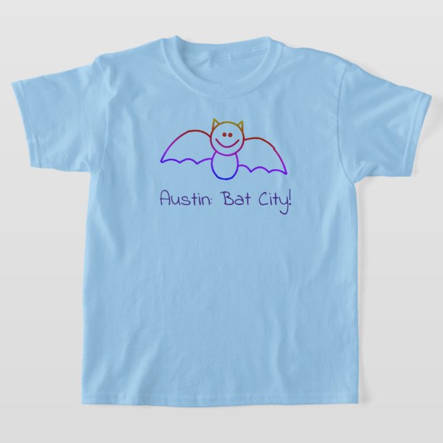 CISV Austin Child's Blue Fladdermus City T-Shirt (Laydown)