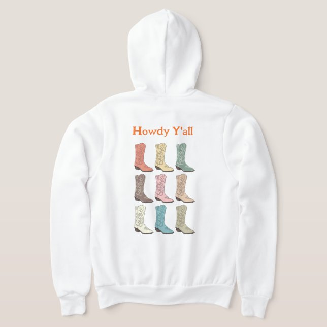 CISV Austin CowboyBoots Zipper Manar Hoodie T Shirt (Laydown Baksida)