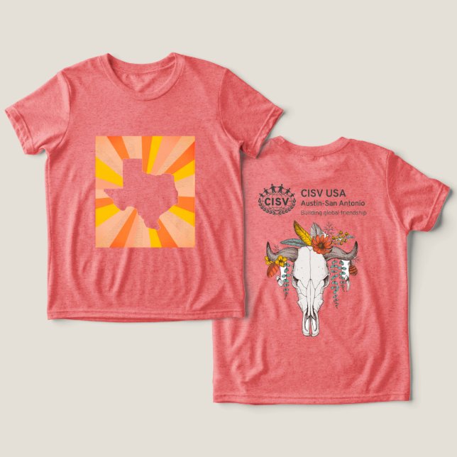 CISV Austin Decorative Cattle Skull Barn T Shirt (Design fram och bak)