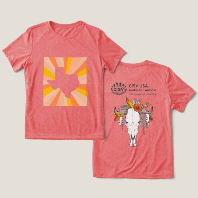 CISV Austin Decorative Cattle Skull Kvinnor T Shirt (Design fram och bak)
