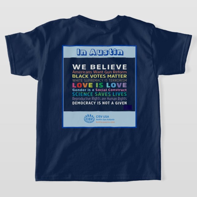 CISV Austin for Peace Girl T Shirt (Laydown baksida )
