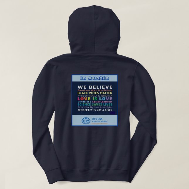 CISV Austin for Peace Hoodie (Design baksida)