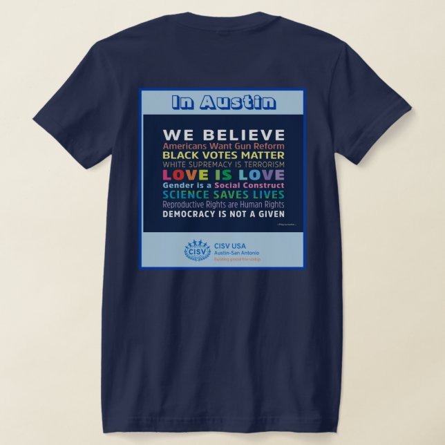 CISV Austin for Peace Women's T Shirt (Laydown Baksida)