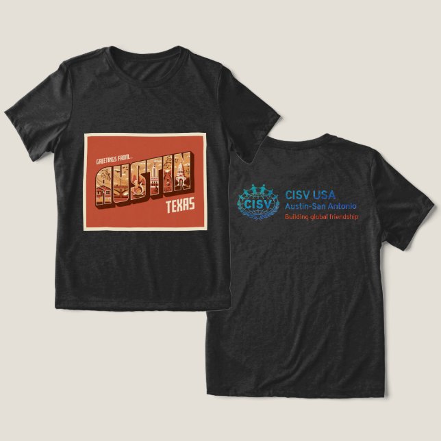 CISV Austin Hälsningar Dam T Shirt (Design fram och bak)