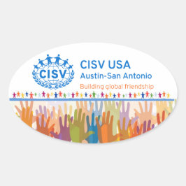 CISV Austin Logotyp Bumper/Dator (uppsättning 4) Ovalt Klistermärke