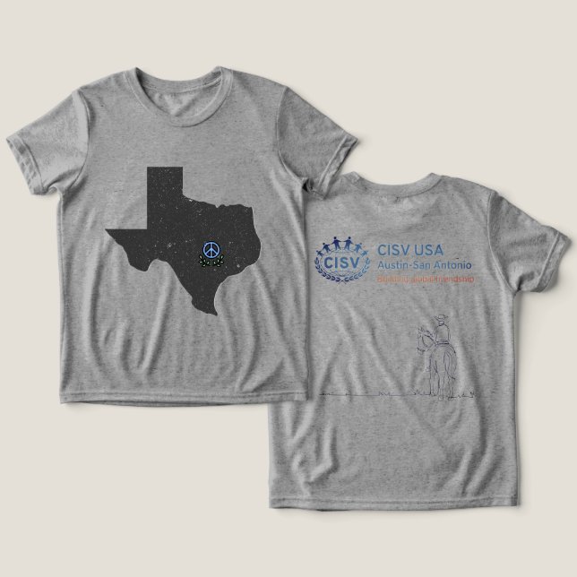 CISV Austin Texas Cowboy Kids T Shirt (Design fram och bak)