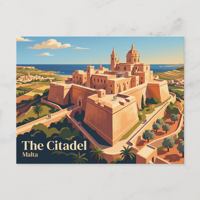 Citadel (Cittadella), Gozo Malta Vykort (Framsida)