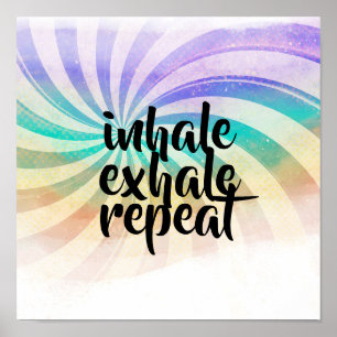 citat av inhale exhale meditation yoga pastel färg poster