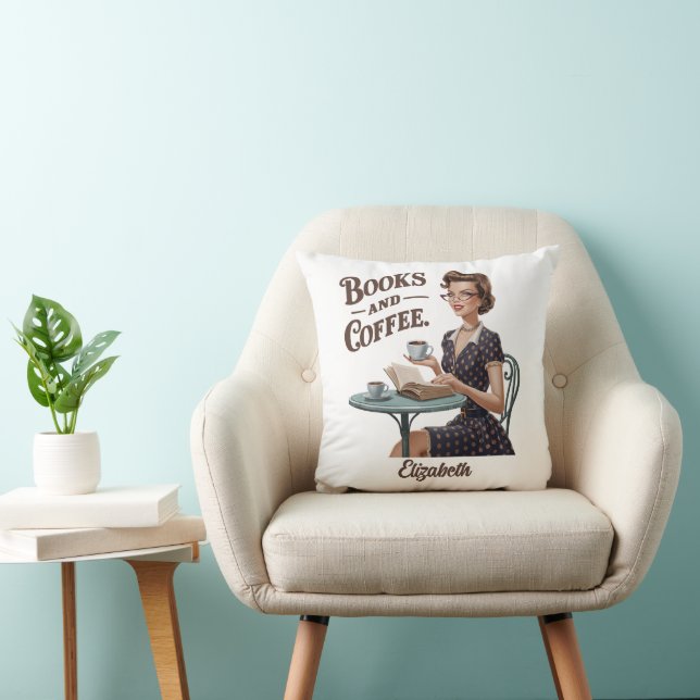 Citat bokar och kaffe Bok Älskare Kudde (Stol)